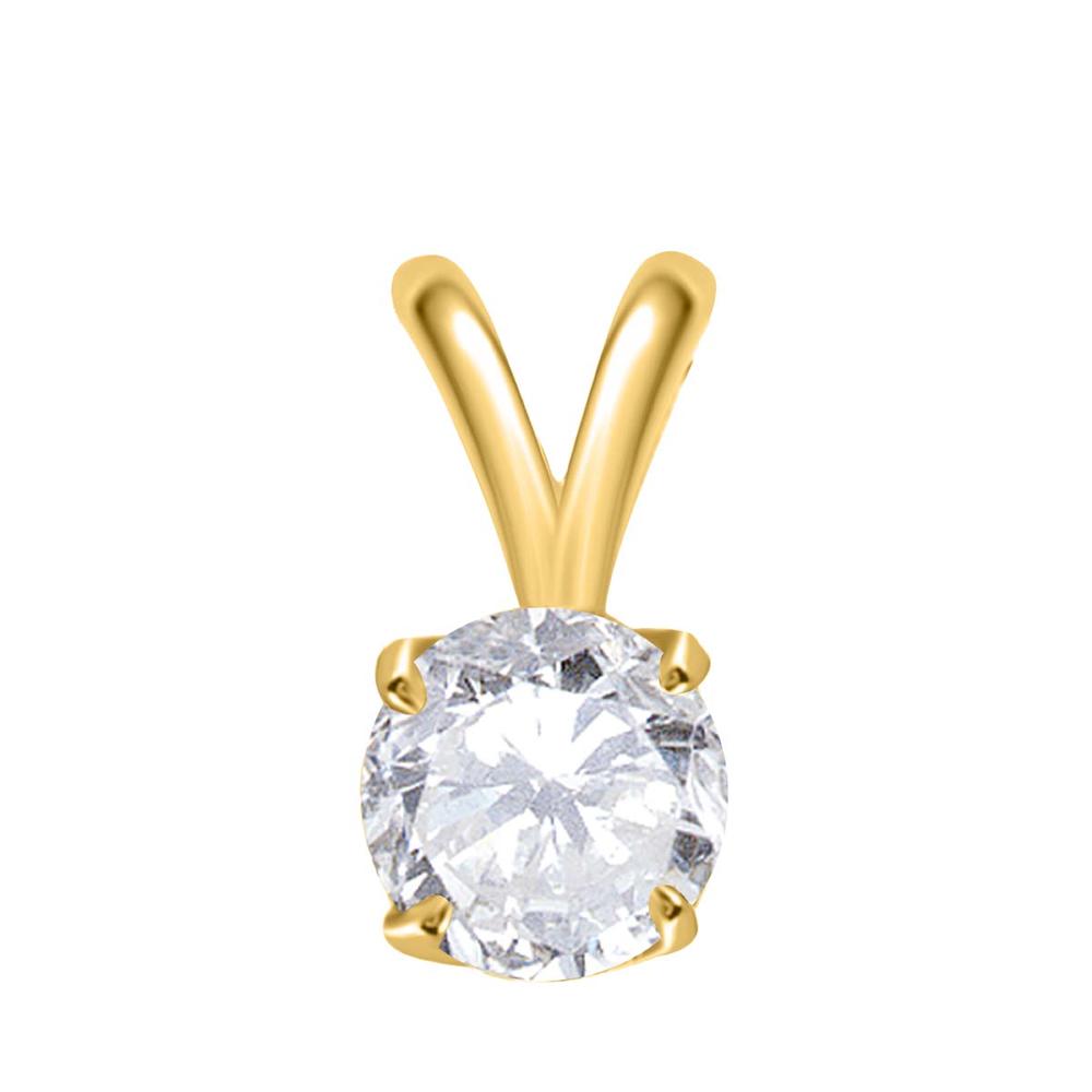 Aone 0.75 CT Round Diamond Solitaire Pendant in 14K Yellow Gold