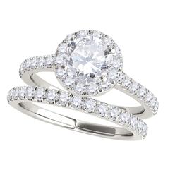 Aone 1/2 Ct. Diamond Engagement Bridal Ring Set 14K Solid White Gold