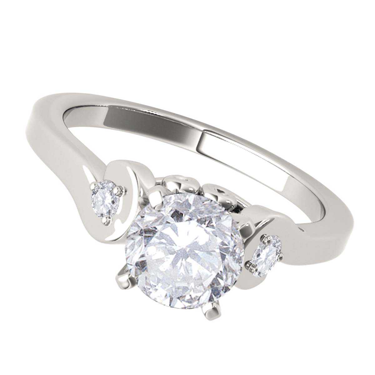 Aone 1/2 Carat Halo Engagement Diamond Ring Crafted In 10k Solid White Gold