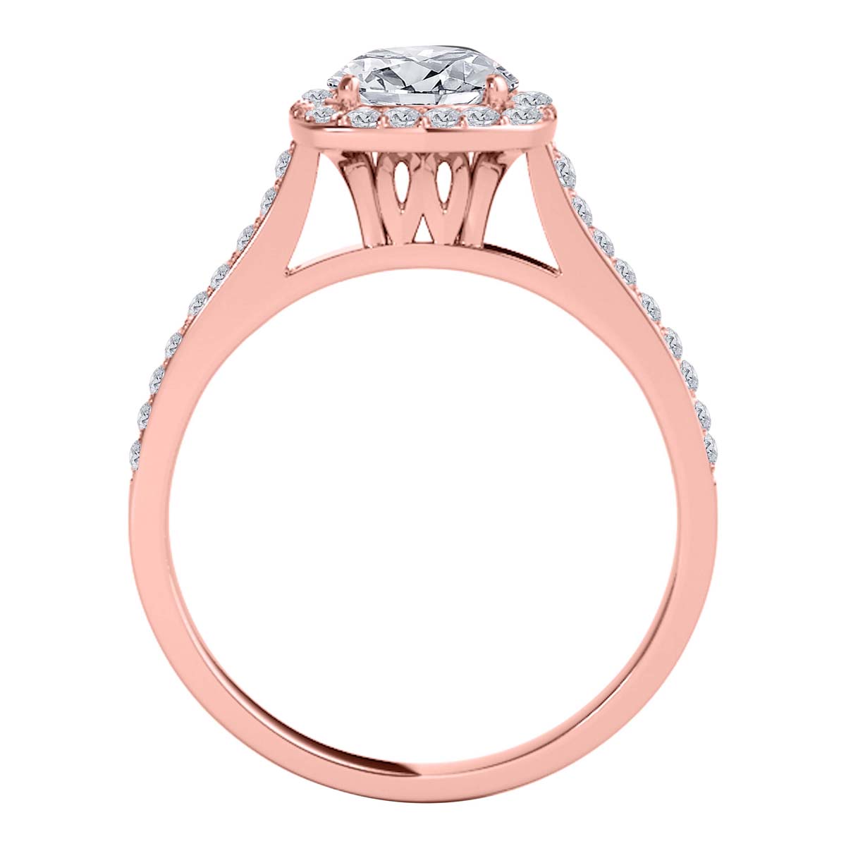 Aone 1/2 Ct. Halo Engagement Diamond Ring Crafted In 14k Solid Rose Gold