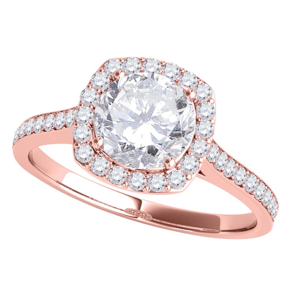 Aone 1/2 Ct. Halo Engagement Diamond Ring Crafted In 14k Solid Rose Gold