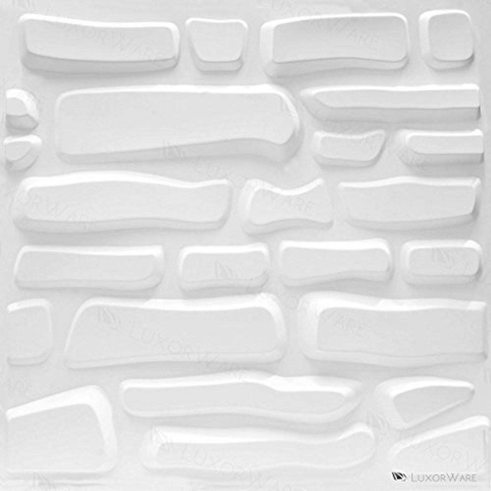 Luxorware 3D Wall Panel Pack of 12 Tiles 32 sqf CE Certified White PVC Panel For TV Walls/Bedroom/Living room (LW3D878)