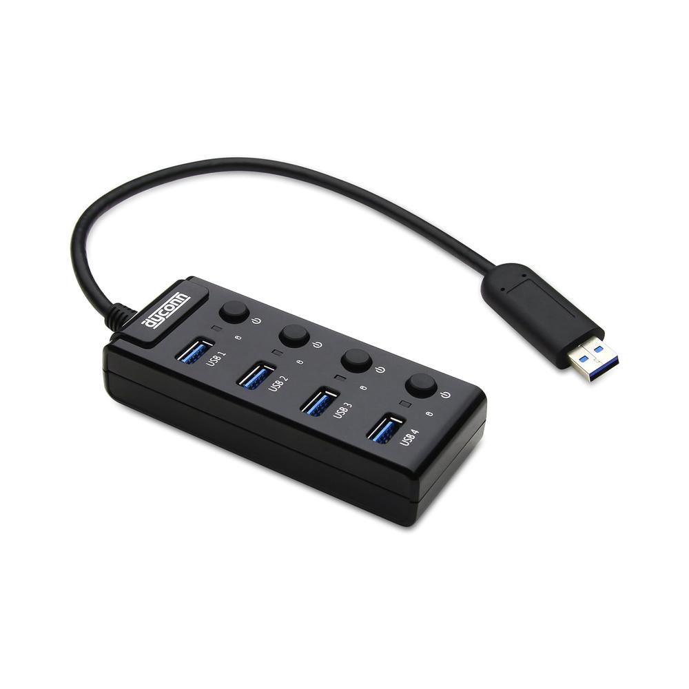 Dyconn Portable 4 Port USB 3.0 Hub For Ultra Book, MacBook Air, Windows 8 Tablet PC With 4 Individual Port Switch (HUB4B-P)
