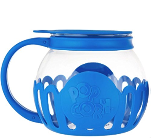 : Ecolution Micro-Pop Microwave Popcorn Popper 3QT - Temperature Safe Glass w/Multi Purpose Lid (Large, Blue)