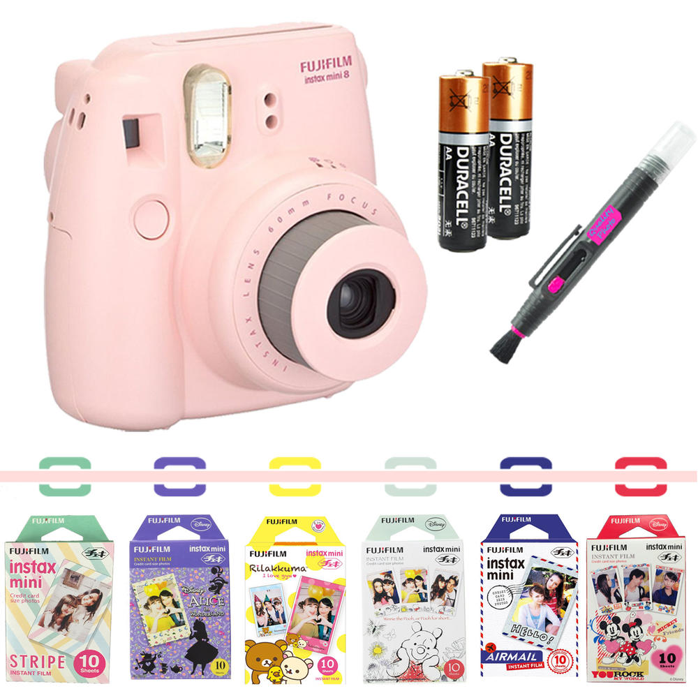 Productiviteit bemanning Rond en rond fuji6pk5 Fujifilm instax mini 8 camera bundle (Pink) w/Airmail, Disney,  Stripe, Winnie the Pooh, Mickey, RiLakkuma, Brush/Spray