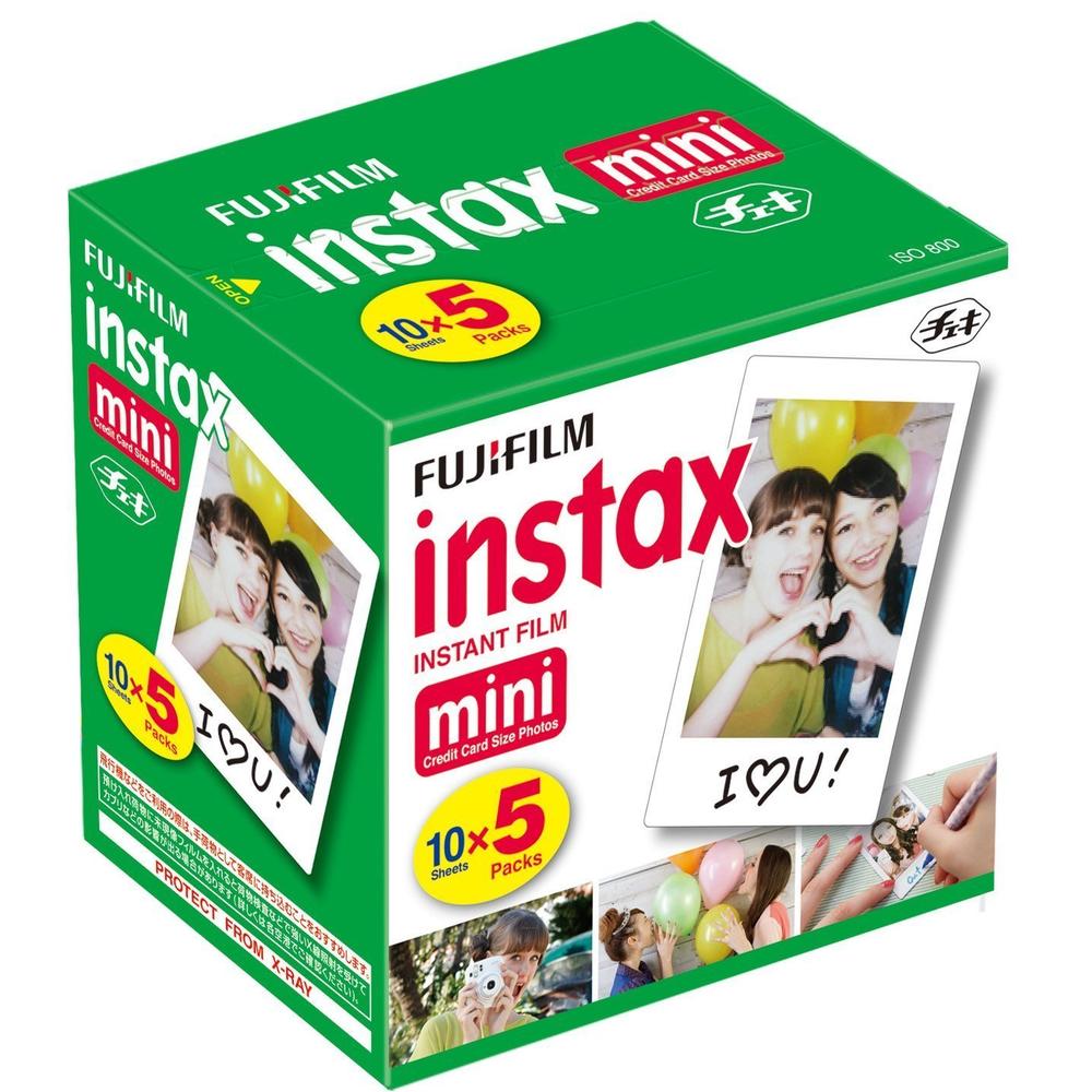 Fujifilm Instax Mini 8 Instant Film Camera (White) - Fujifilm Instax Film (50 PCS) - Compact Case - Quality Photo Brush