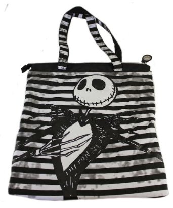 Loop The Nightmare Before Christmas Biker Tote Bag - Jack Skellington Posed In Front of Black and White Stripes