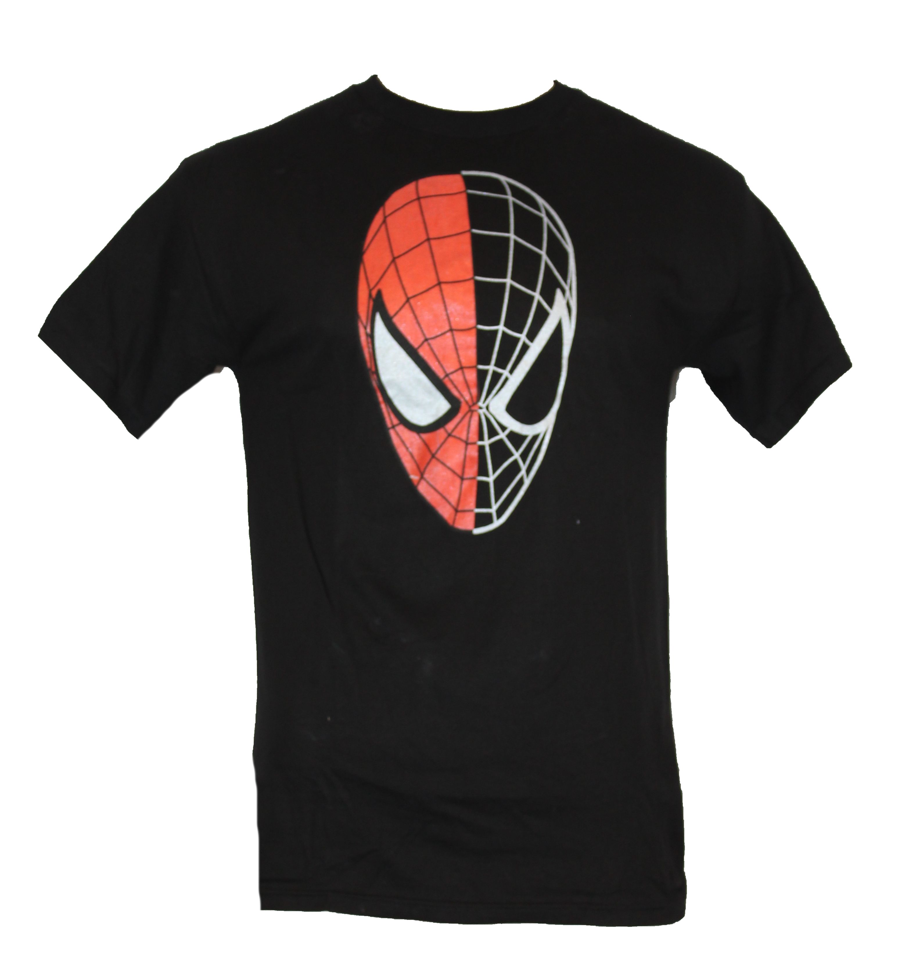 Impb Spider Man Marvel Comics Mens T Shirt Half Black Face Half Red With Silver On Black Impb Spider Man Marvel Comics Mens T Shirt Half Black Face Half Red With Silver On Black