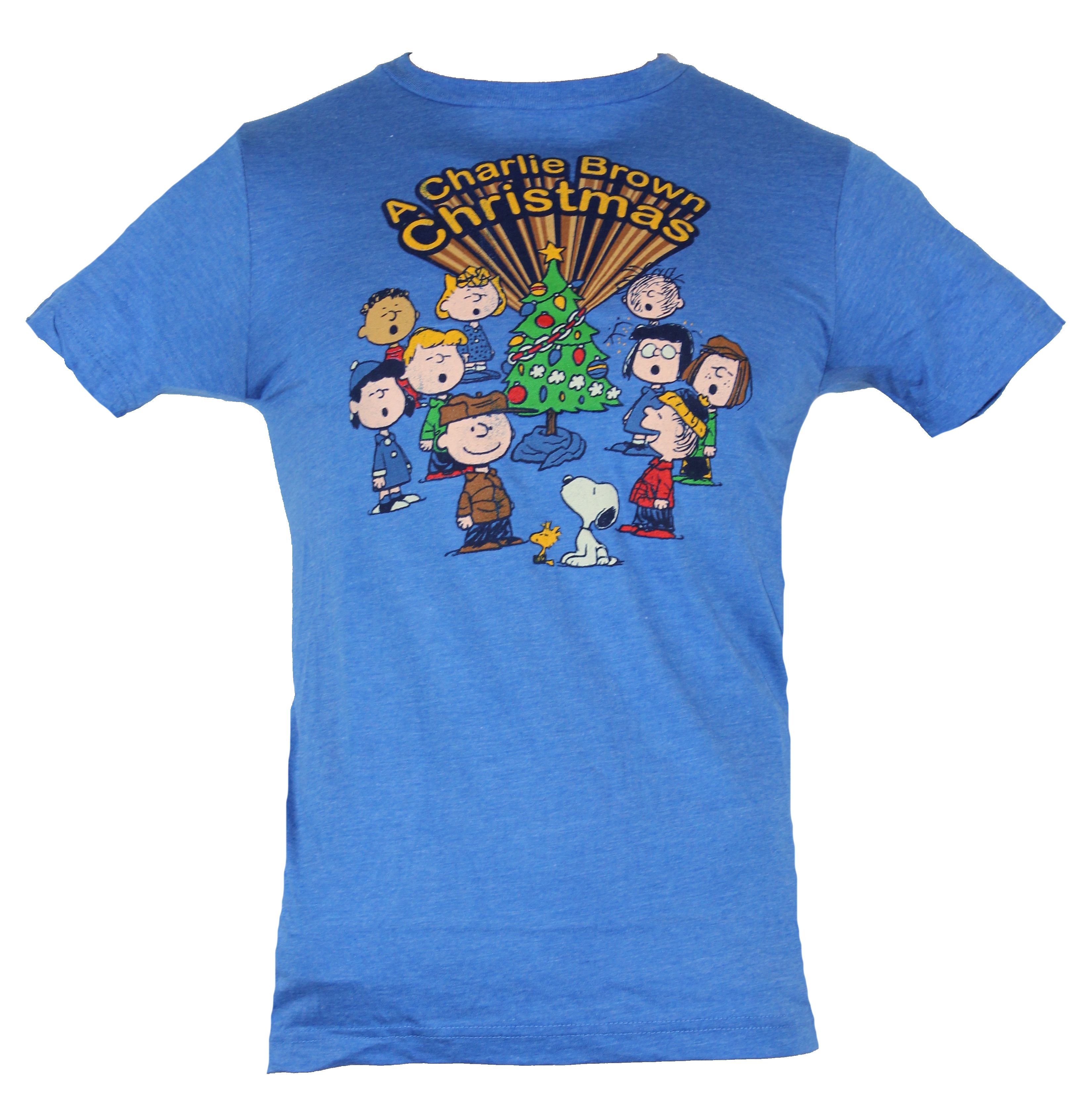 impb peanuts mens t shirt charlie brown christmas caroling cast image on heather blue - Peanuts Christmas Shirt impb peanuts mens t shirt charlie brown christmas caroling cast image on heather blue - Peanuts Christmas Shirt