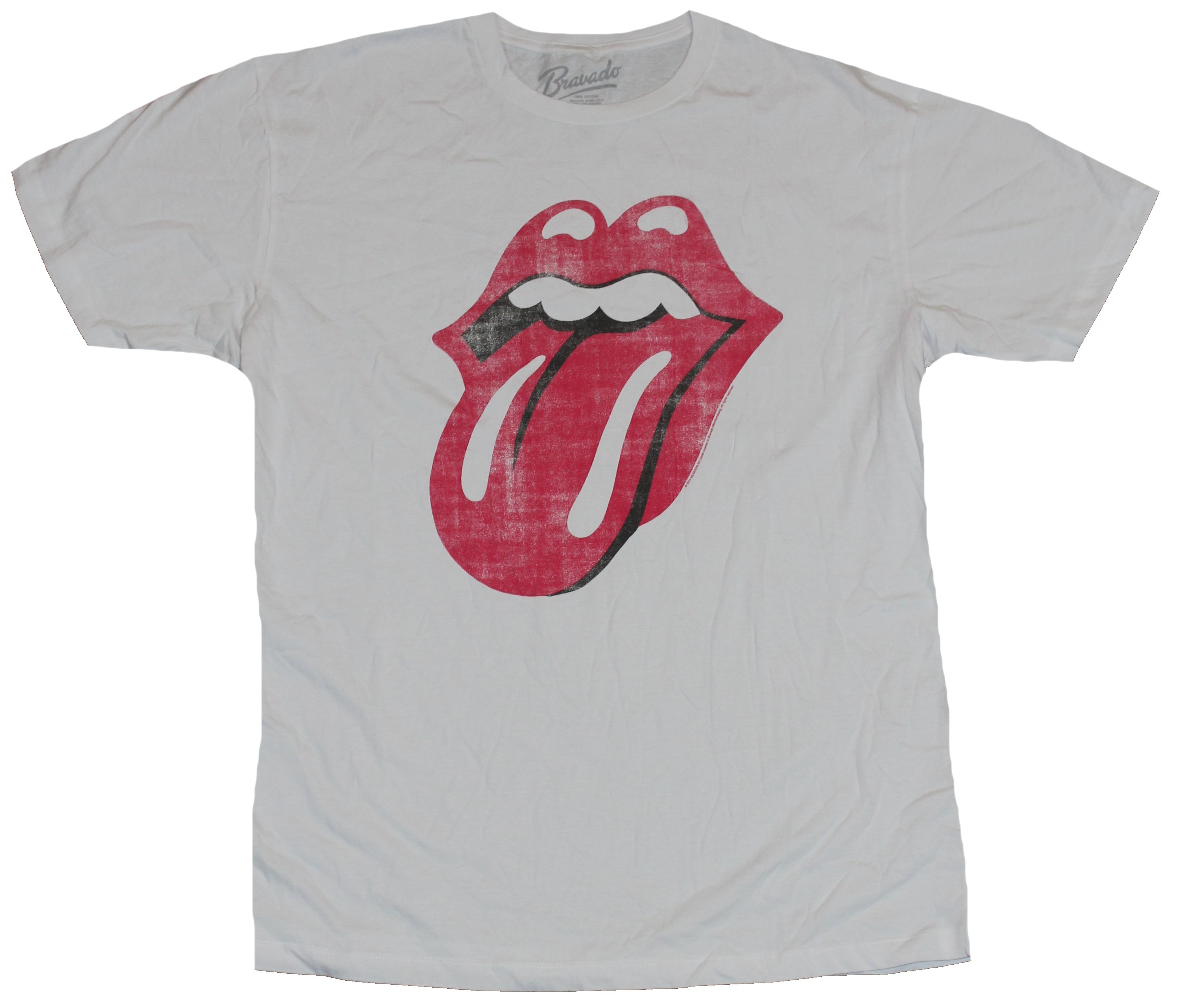 Impb The Rolling Stones Mens T Shirt Distressed Classic Tongue Lips Logo Only On White