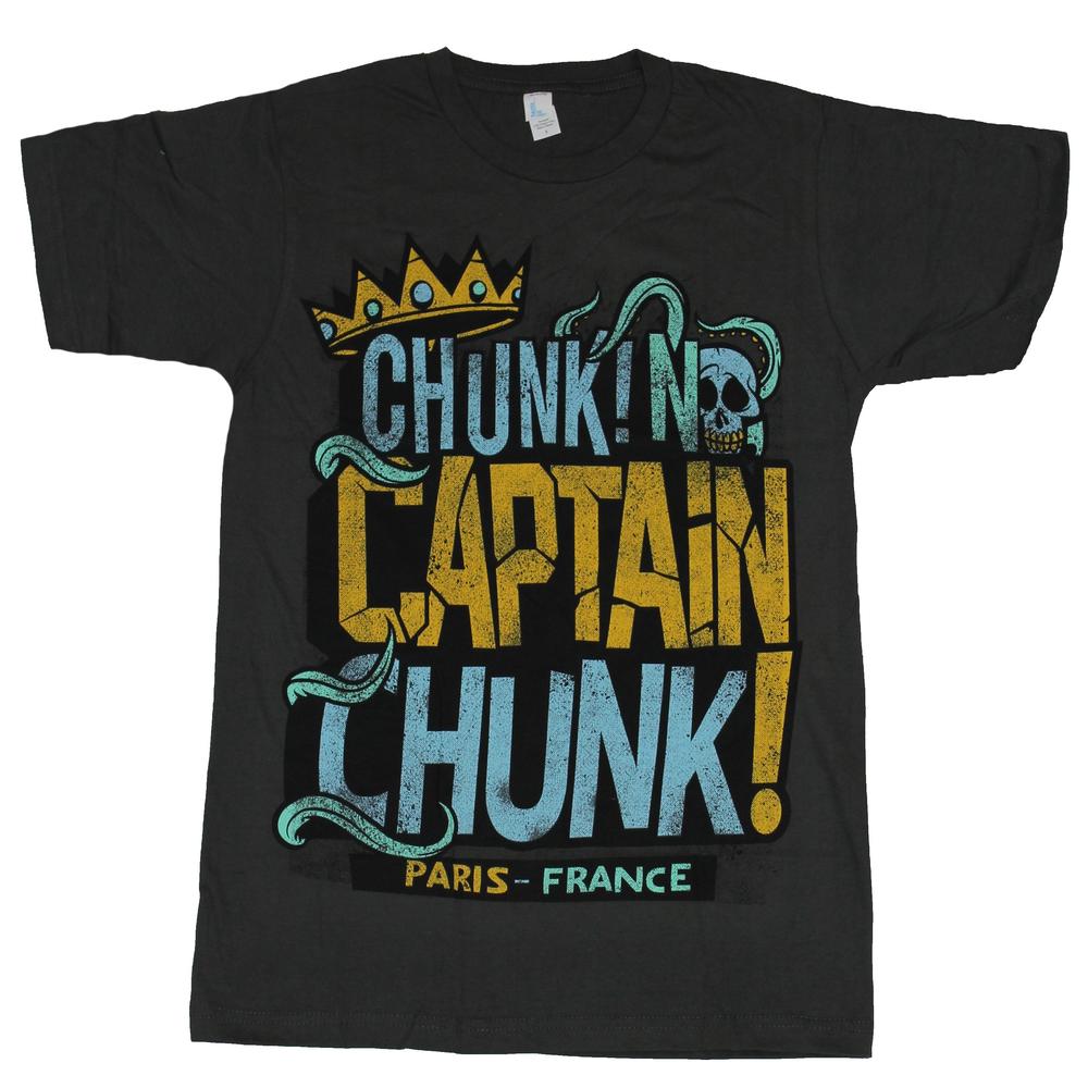 Impb Chunk No Captain Chunk Mens T Shirt Distressed Crowned Letter Logo Image On Dark Gray