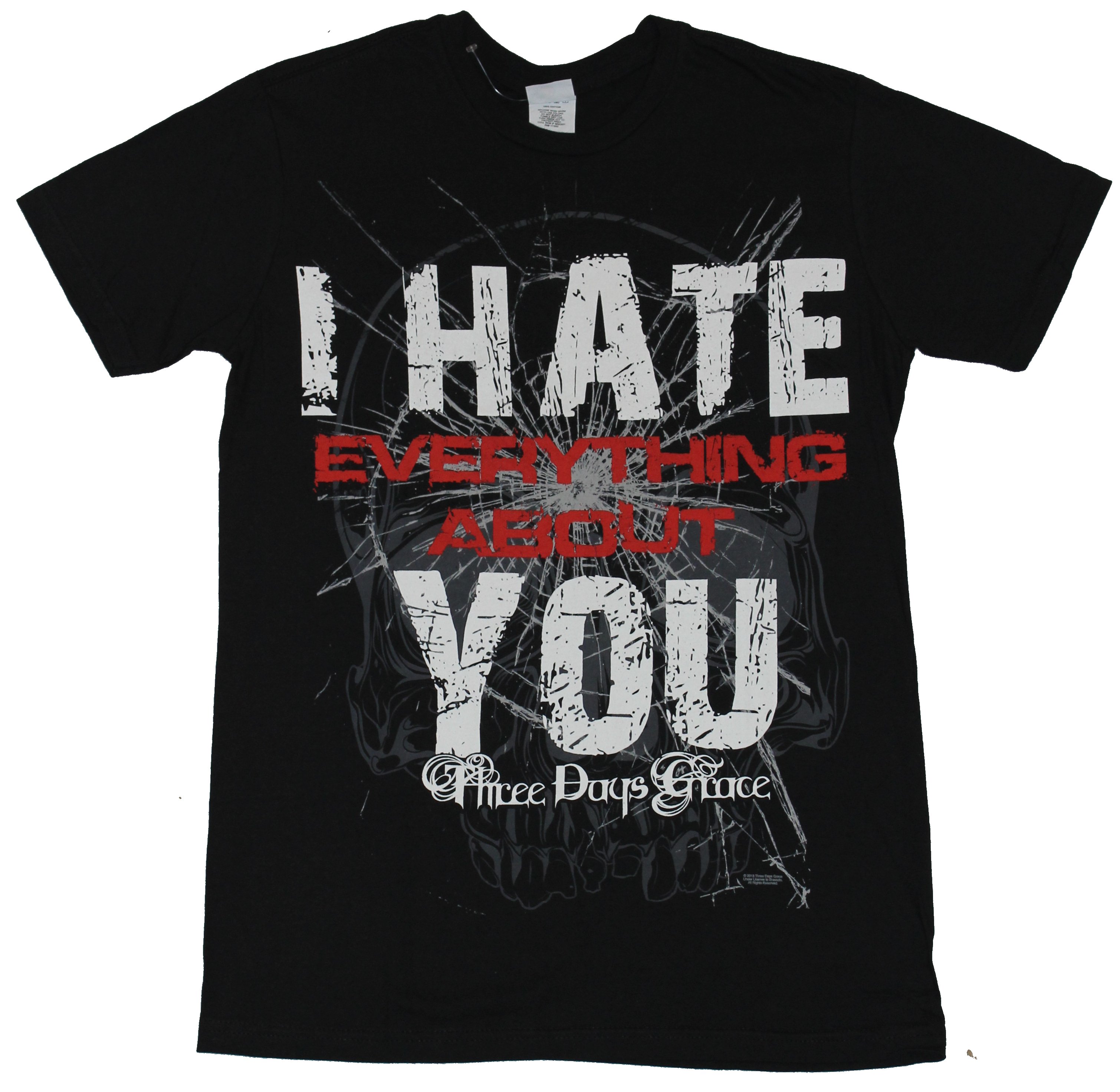 Impb Three Days Grace Mens T Shirt I Hate Everything About You Shattered Image On Black Impb Three Days Grace Mens T Shirt I Hate Everything About You Shattered Image On Black