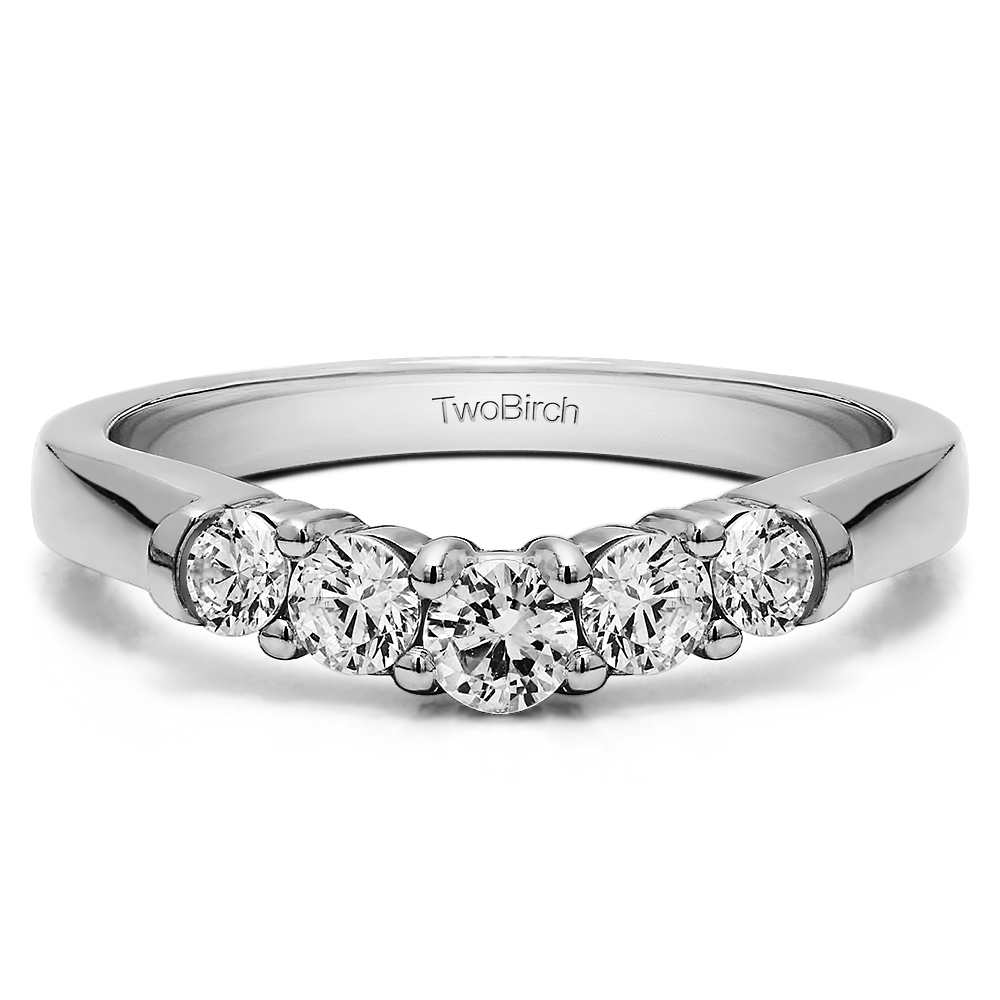 TwoBirch Perfectly Contoured Wedding Ring  in 14k White Gold with Diamonds (G-H,I2-I3) (0.5 CT)