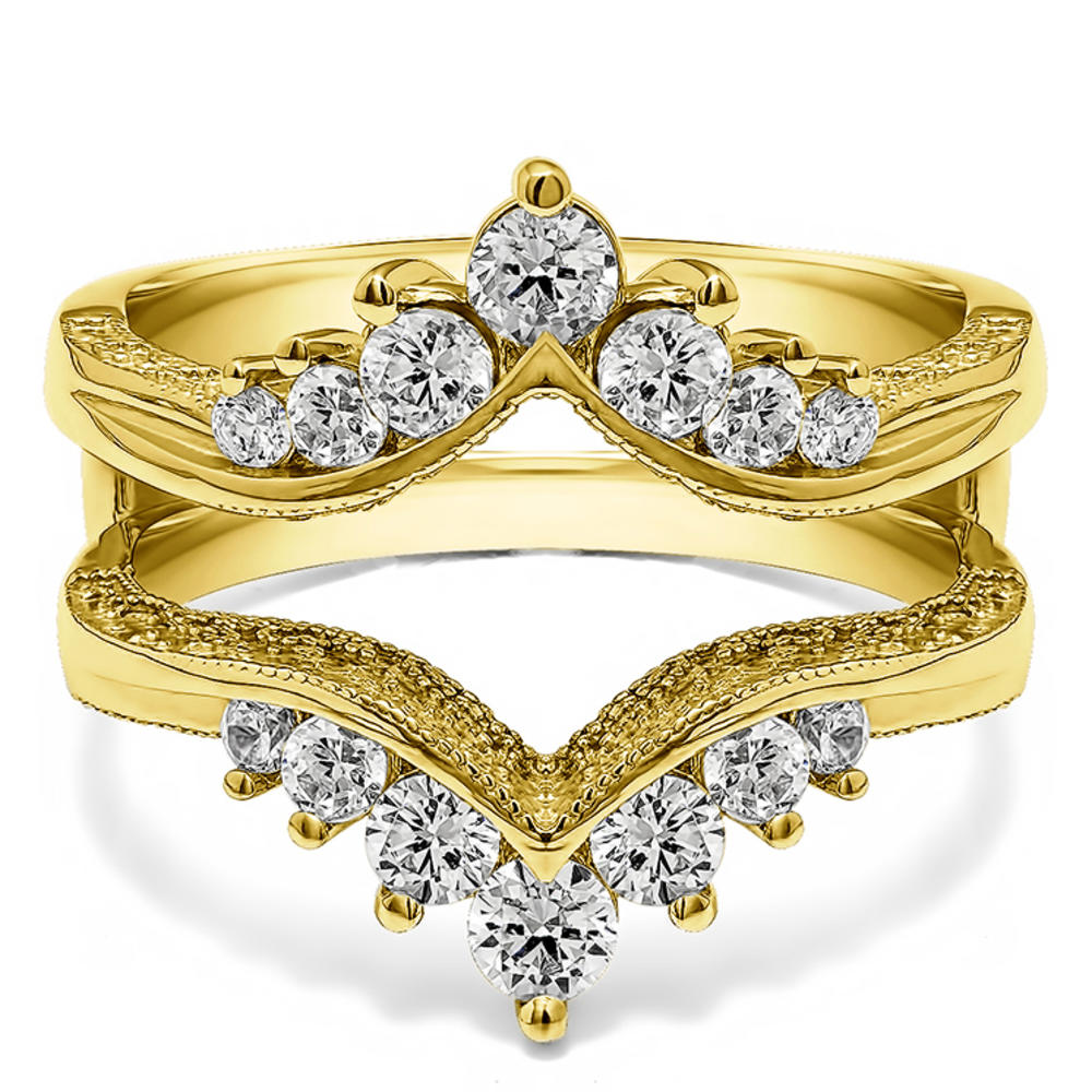 TwoBirch Ring Guard in Yellow Silver with Diamonds (G-H,I2-I3) (0.74 CT)