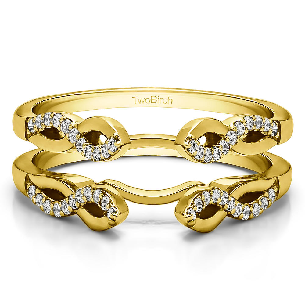 TwoBirch Infinity Designed Wedding Ring Enhancer in 14k Yellow Gold with Diamonds (G-H,I2-I3) (0.22 CT)