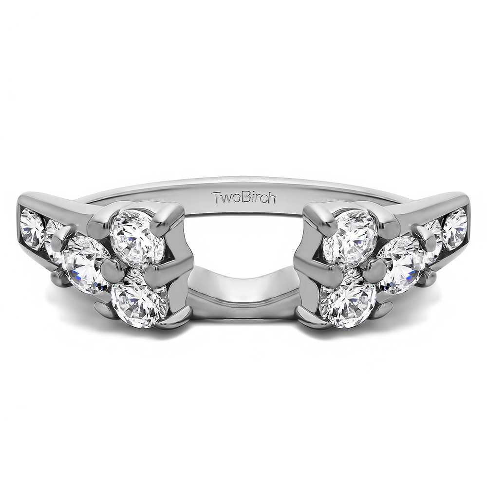 TwoBirch Three Stone Anniversary Ring Wrap in 10k White Gold with Diamonds (G-H,I2-I3) (1 CT)