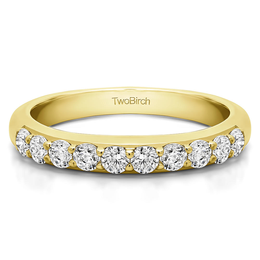 TwoBirch Common Prong Set Wedding Ring in 14k Yellow Gold with Diamonds (G-H,I2-I3) (0.5 CT)