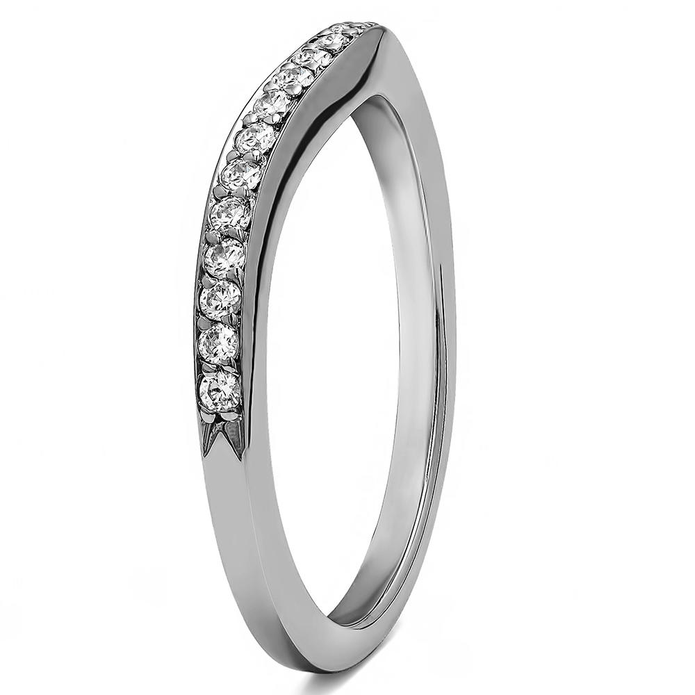 TwoBirch Dainty Curved Tracer Band in 14k Rose Gold with Diamonds (G-H,I2-I3) (0.25 CT)