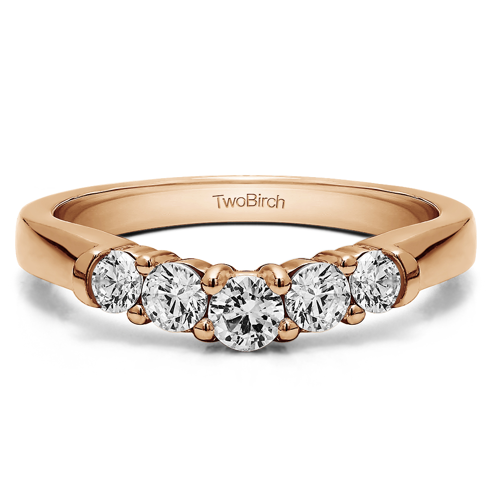 TwoBirch Perfectly Contoured Wedding Ring  in 10k Rose Gold with Diamonds (G-H,I2-I3) (0.25 CT)