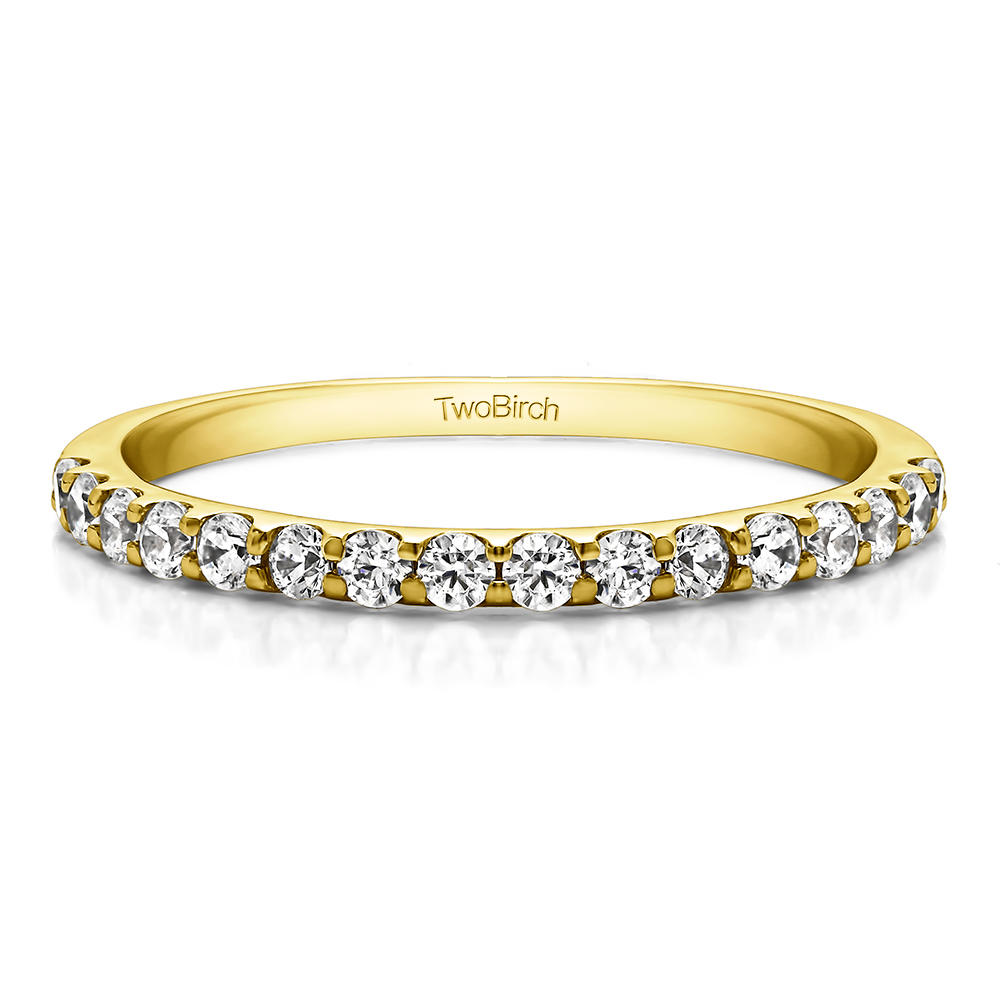 TwoBirch Double Row Infinity Wedding Band in Yellow Silver with Diamonds (G-H,I1-I2) (0.48 CT)