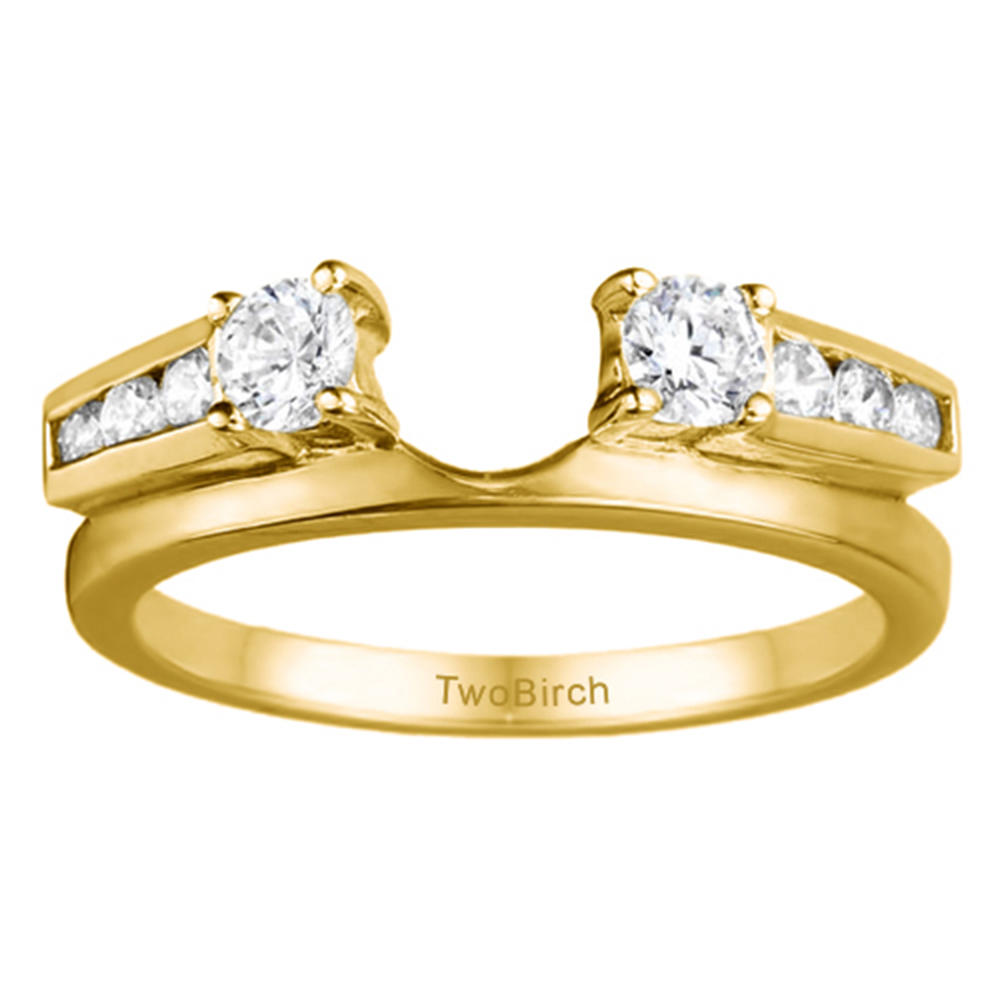 TwoBirch Classic Solitaire Ring Wrap in Yellow Silver with Diamonds (G-H,I2-I3) (0.31 CT)