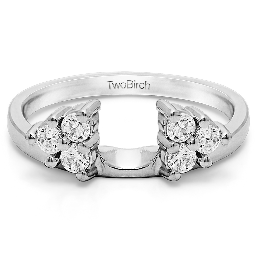 TwoBirch Three Stone Ring Wrap Enhancer in 14k White Gold with Diamonds (G-H,I2-I3) (0.5 CT)