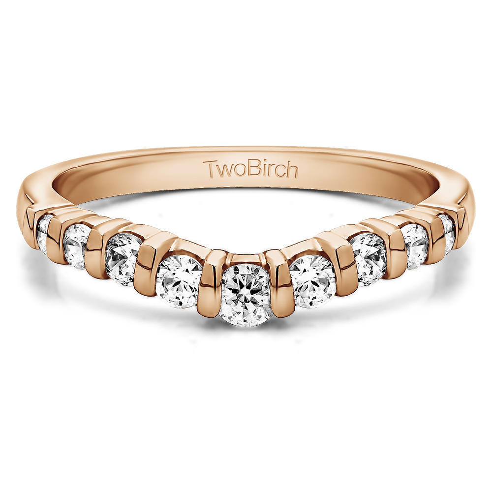 TwoBirch Classic Style Contour Tracer Band in 10k Rose Gold with Diamonds (G-H,I2-I3) (0.75 CT)