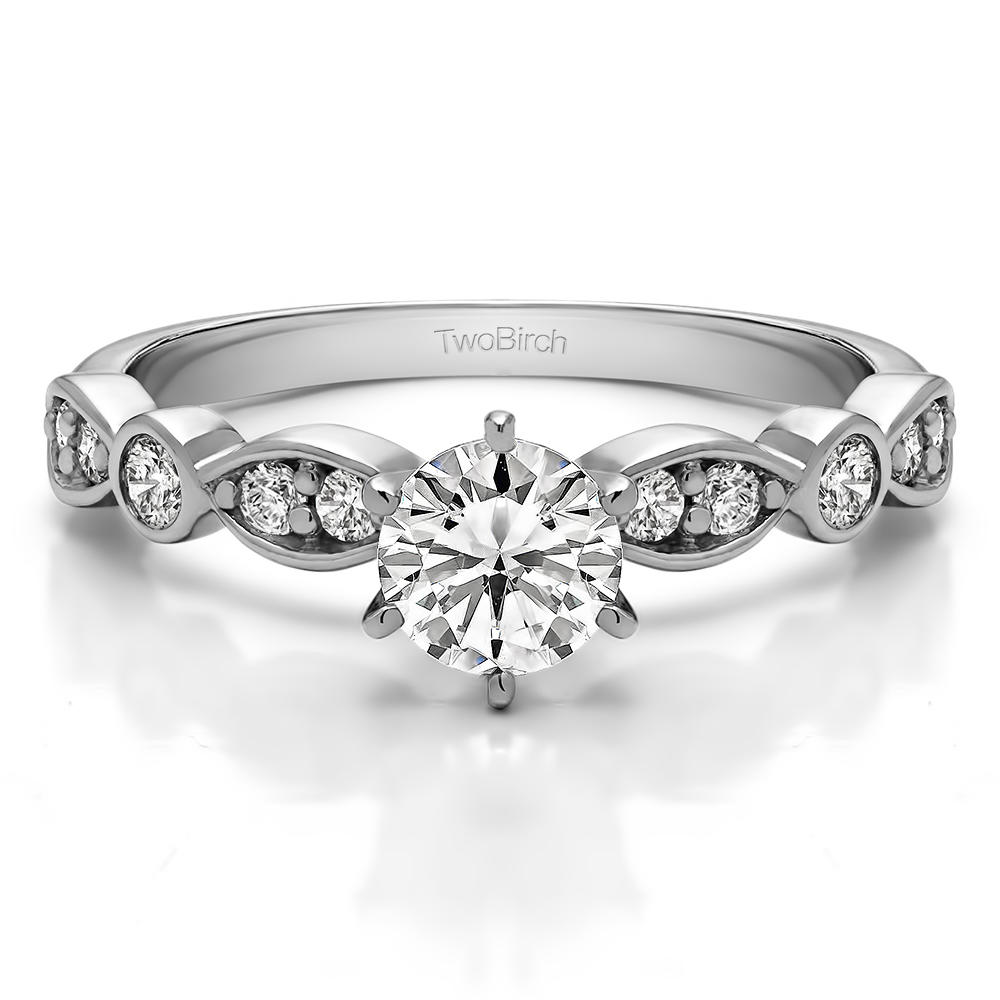 TwoBirch Beautiful Promise Ring in Sterling Silver with Diamonds (G-H,I2-I3) (0.39 CT)