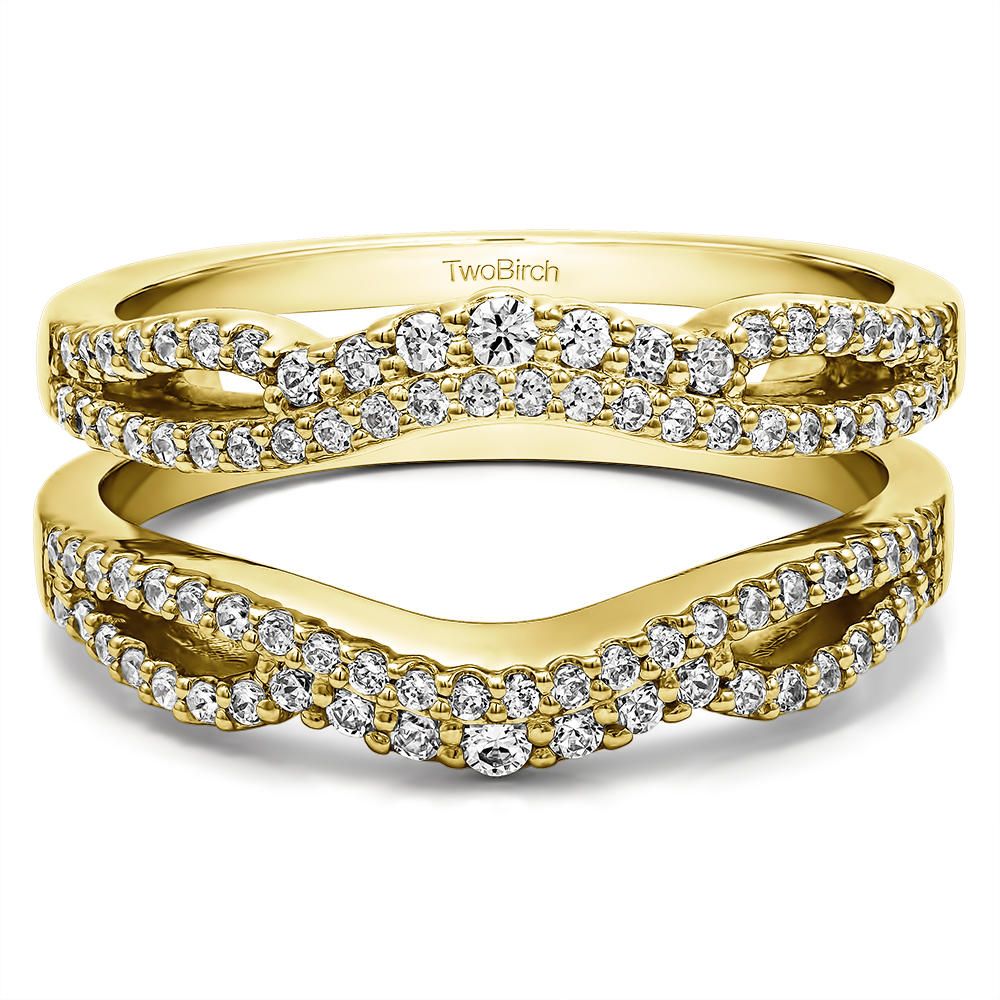 TwoBirch Double Infinity Wedding Ring Guard Enhancer in 14k Yellow Gold with Diamonds (G-H,I2-I3) (0.49 CT)