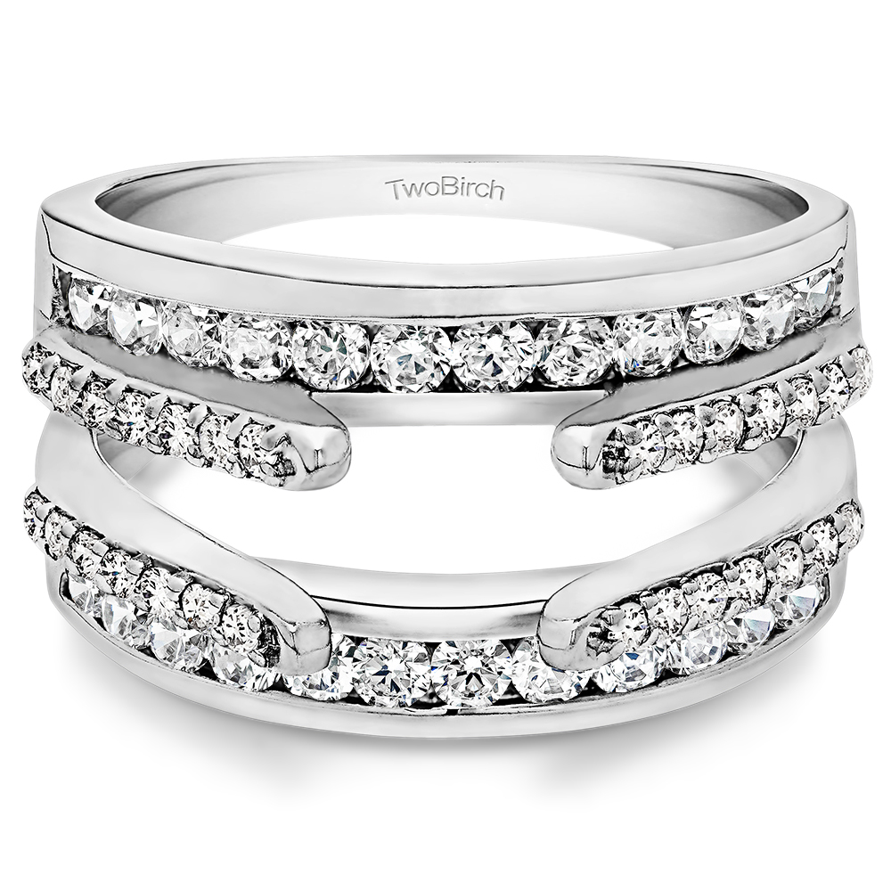TwoBirch Combination Cathedral and Classic Ring Guard in Sterling Silver with Diamonds (G-H,I2-I3) (1.04 CT)
