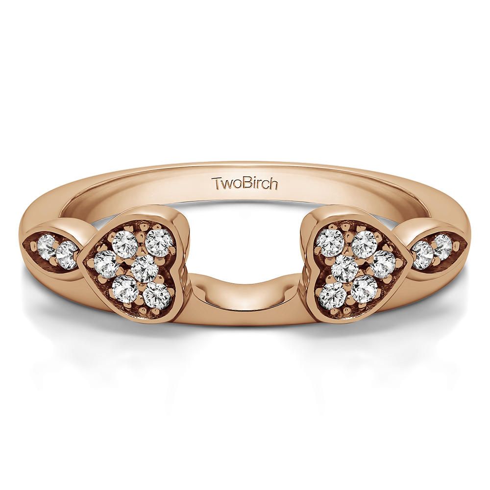 TwoBirch Heart Shaped Anniversary Ring Wrap in 14k Rose Gold with Diamonds (G-H,I2-I3) (0.16 CT)