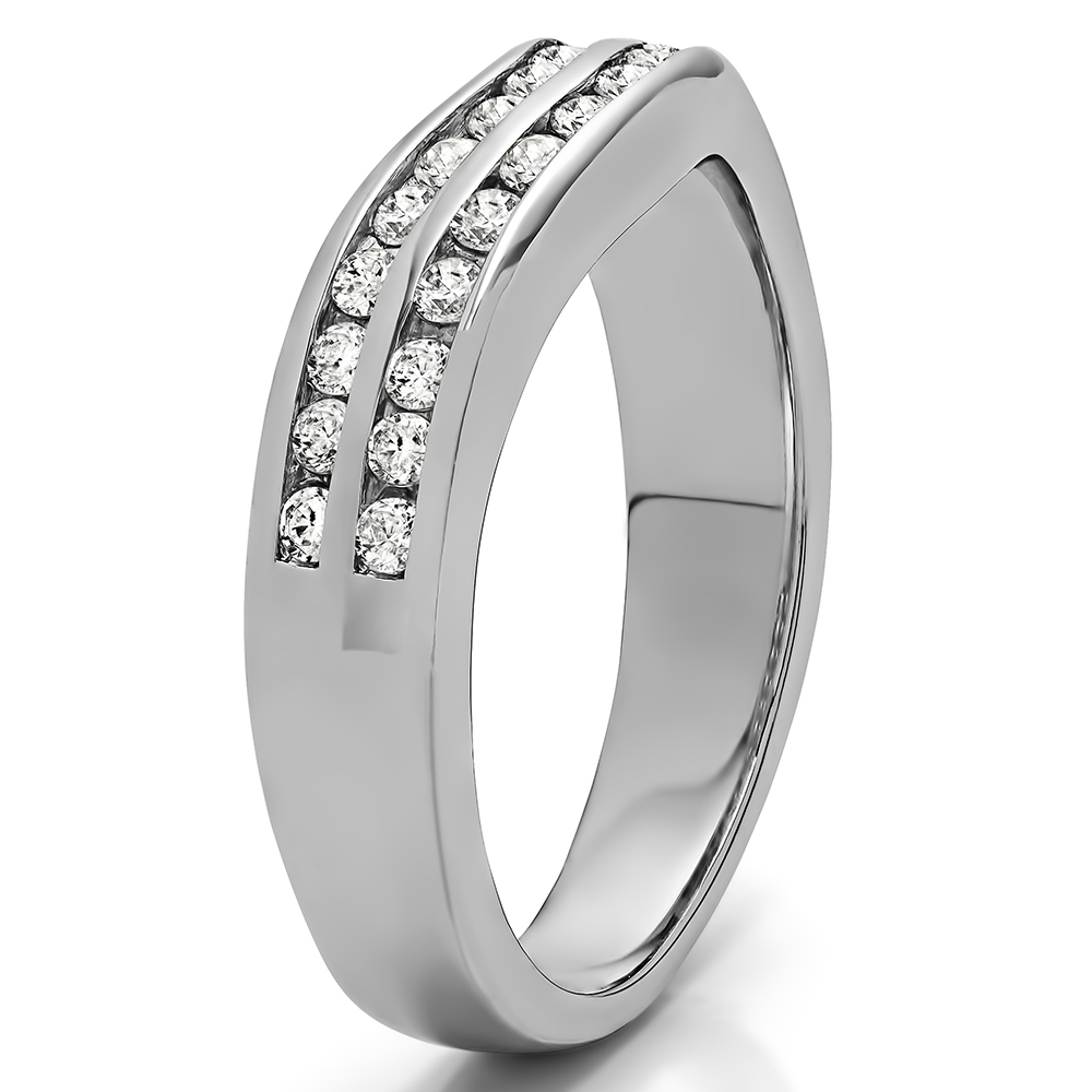 TwoBirch Amazing Anniversary Wedding Ring in Sterling Silver with Diamonds (G-H,I2-I3) (0.48 CT)