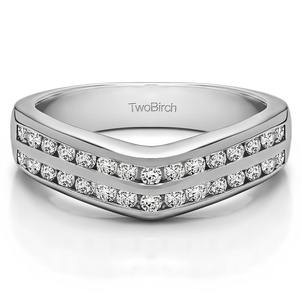 TwoBirch Amazing Anniversary Wedding Ring in Sterling Silver with Diamonds (G-H,I2-I3) (0.48 CT)
