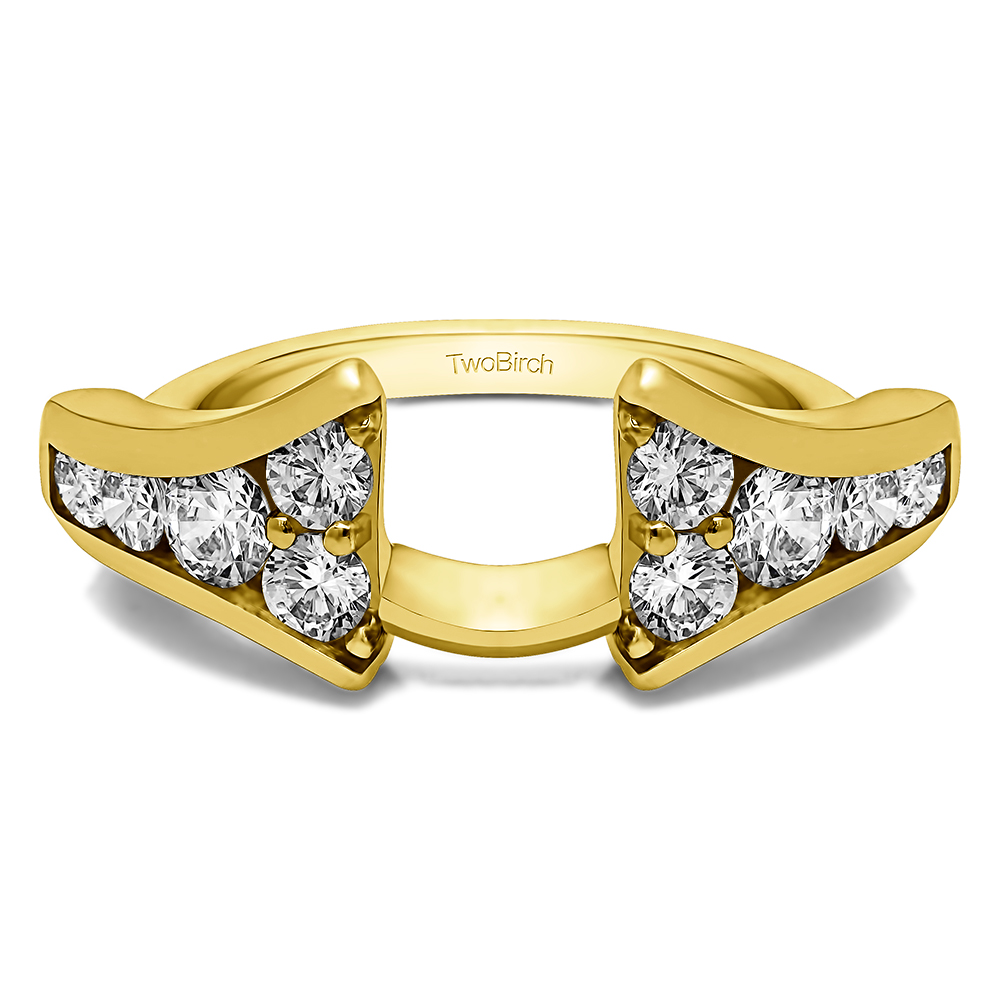 TwoBirch Chevron Style Ring Wrap in 10k Yellow Gold with Diamonds (G-H,I2-I3) (0.5 CT)