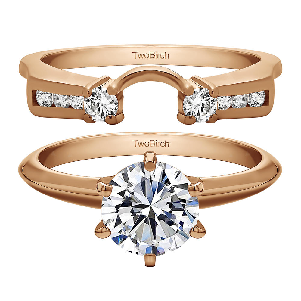 TwoBirch Anniversary Ring Wrap Enhancer in 14k Rose Gold with Diamonds (G-H,I2-I3) (0.26 CT)