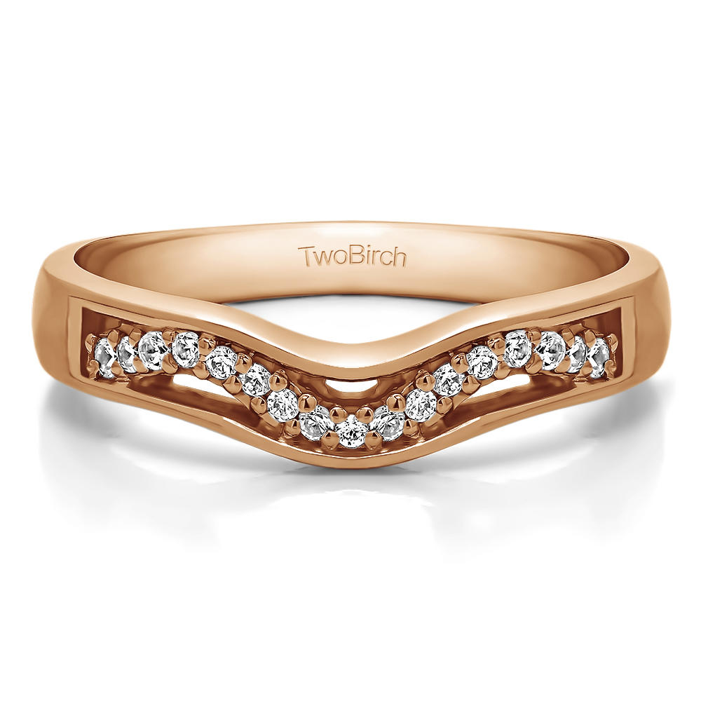 TwoBirch Contour Band in 10k Rose Gold with Diamonds (G-H,I2-I3) (0.13 CT)
