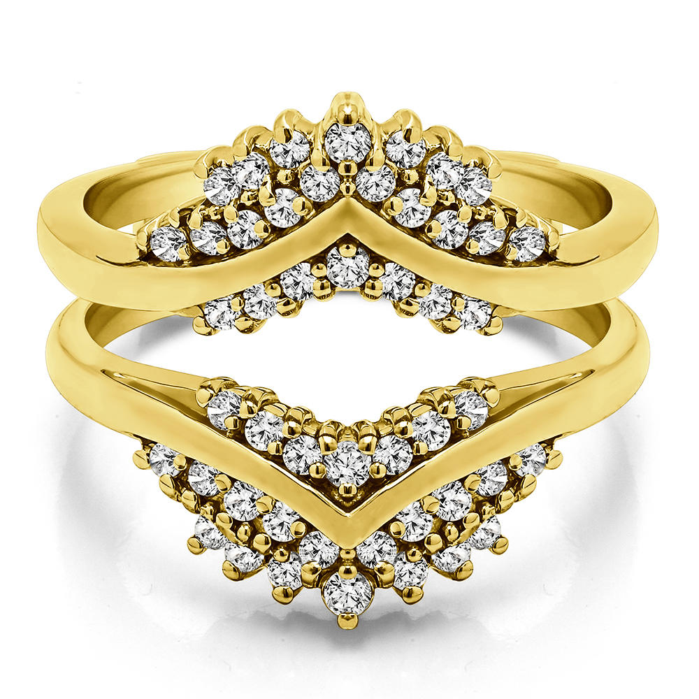 TwoBirch Triple Row Anniversary Ring Guard in 10k Yellow gold with Diamonds (G-H,I2-I3) (0.52 CT)