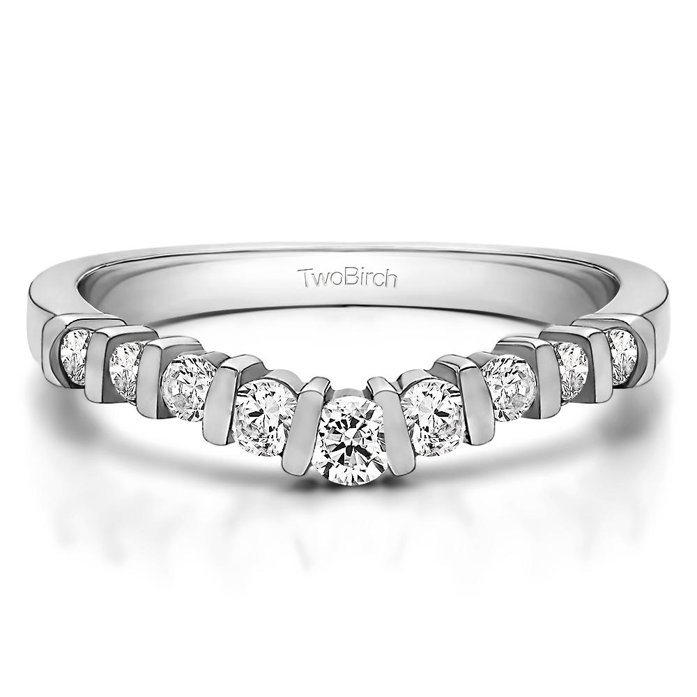 TwoBirch Bar Set Shadow Band in Sterling Silver with Diamonds (G-H,I2-I3) (0.43 CT)