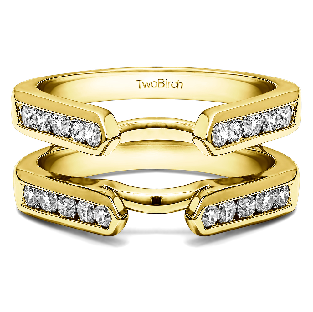 TwoBirch Channel Set Cathedral Style Ring Guard in 14k Yellow Gold with Diamonds (G-H,I2-I3) (0.7 CT)