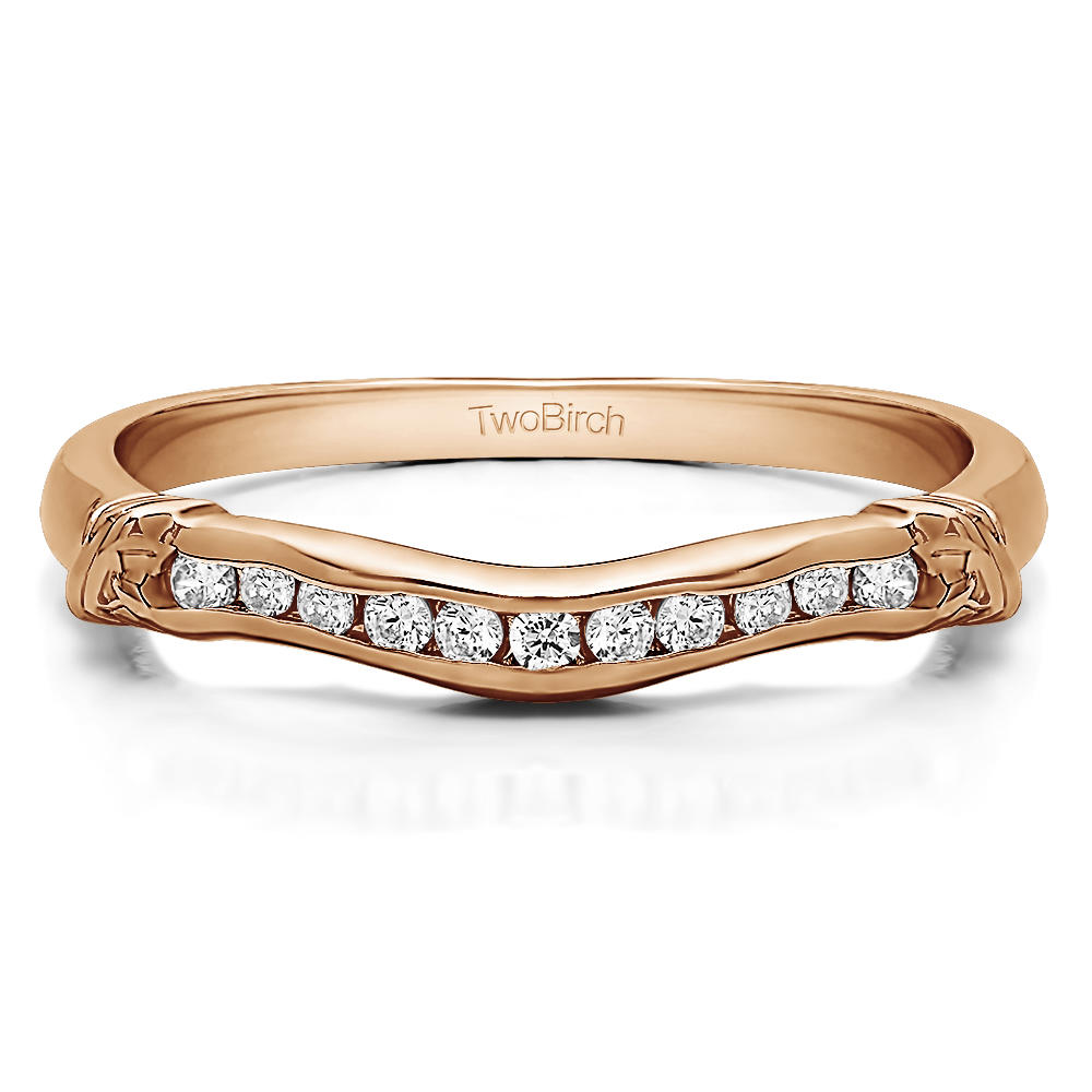TwoBirch Channel set Contour Curved Band in 14k Rose Gold with Diamonds (G-H,I2-I3) (0.15 CT)
