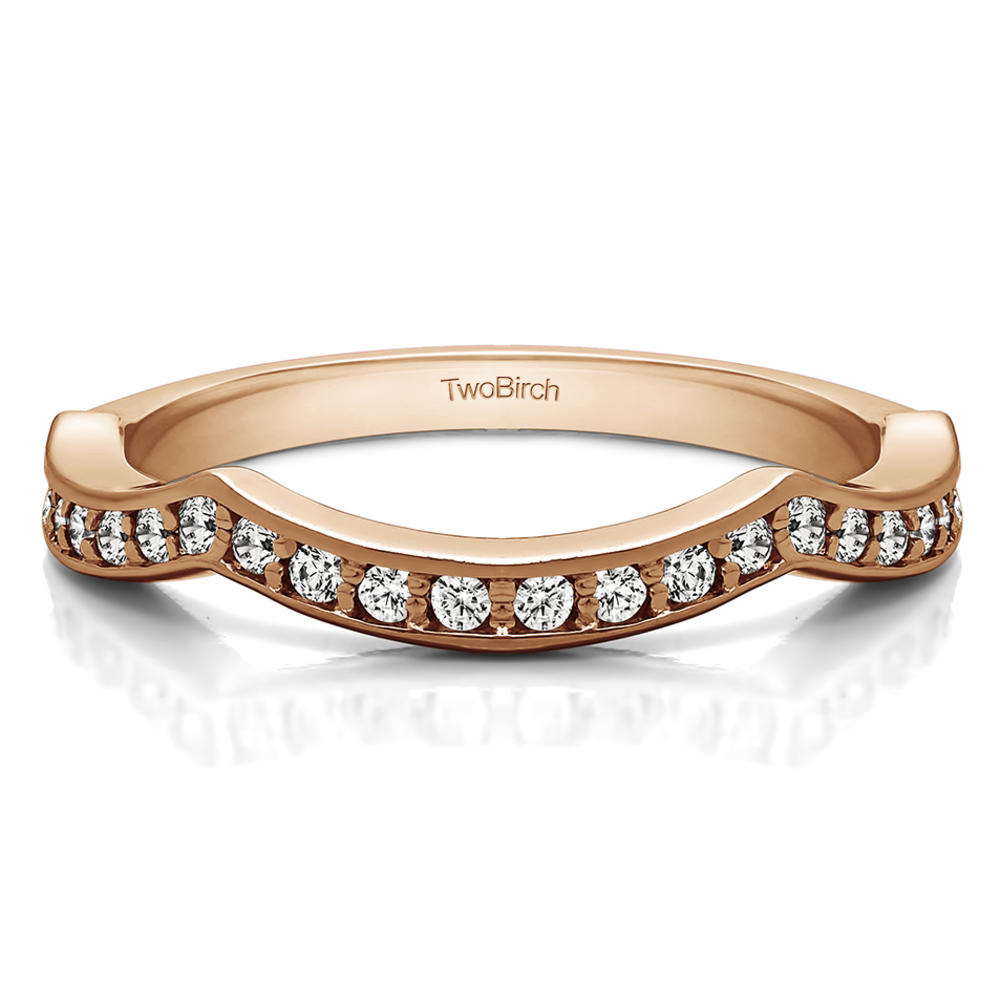 TwoBirch 2 Ring Bridal SET:Engagement ring with Diamonds (G,I2) and Moissanite Center in 10k Rose Gold(2.14tw)