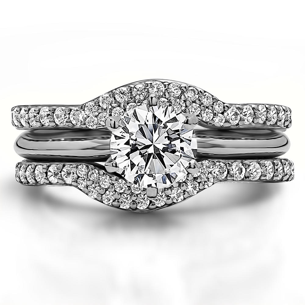TwoBirch Pave Set Ring Guard Enhancer in 14k White Gold with Diamonds (G-H,I2-I3) (0.67 CT)