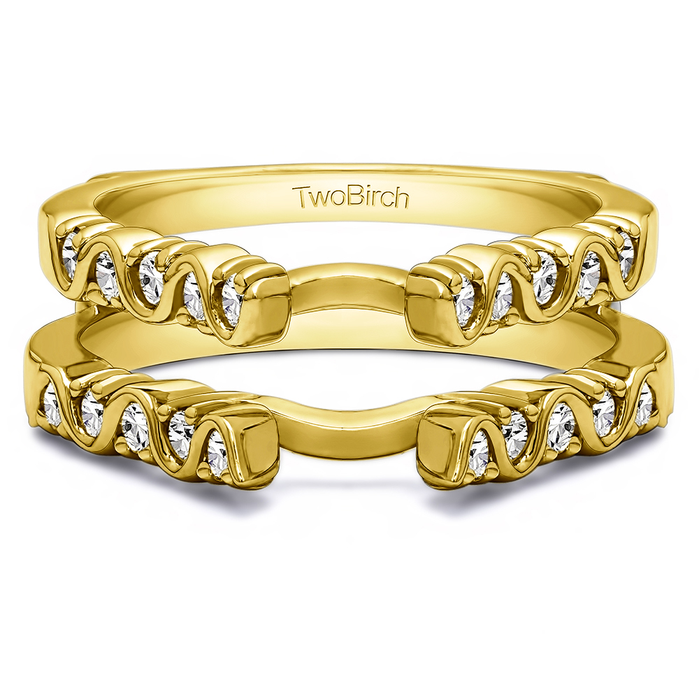 TwoBirch Twirl Style Ring Guard  in 14k Yellow Gold with Diamonds (G-H,I2-I3) (0.5 CT)
