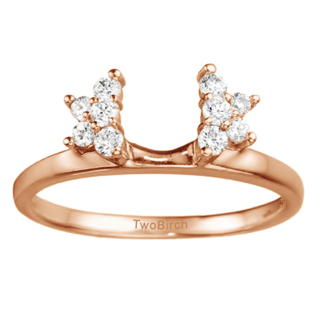TwoBirch Star Shaped Solitaire Ring Wrap in 10k Rose gold with Diamonds (G-H,I2-I3) (0.26 CT)