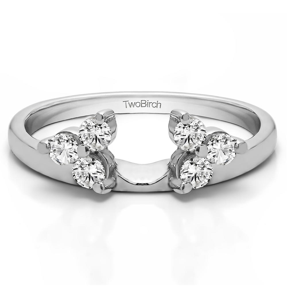 TwoBirch Three Stone Ring Wrap Enhancer  in Sterling Silver with Diamonds (G-H,I2-I3) (0.24 CT)