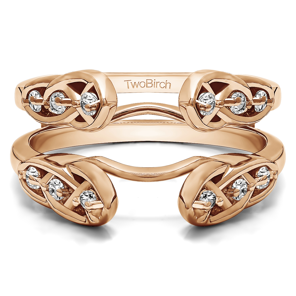 TwoBirch Infinity Celtic Ring Guard Enhancer in 10k Rose Gold with Diamonds (G-H,I2-I3) (0.24 CT)