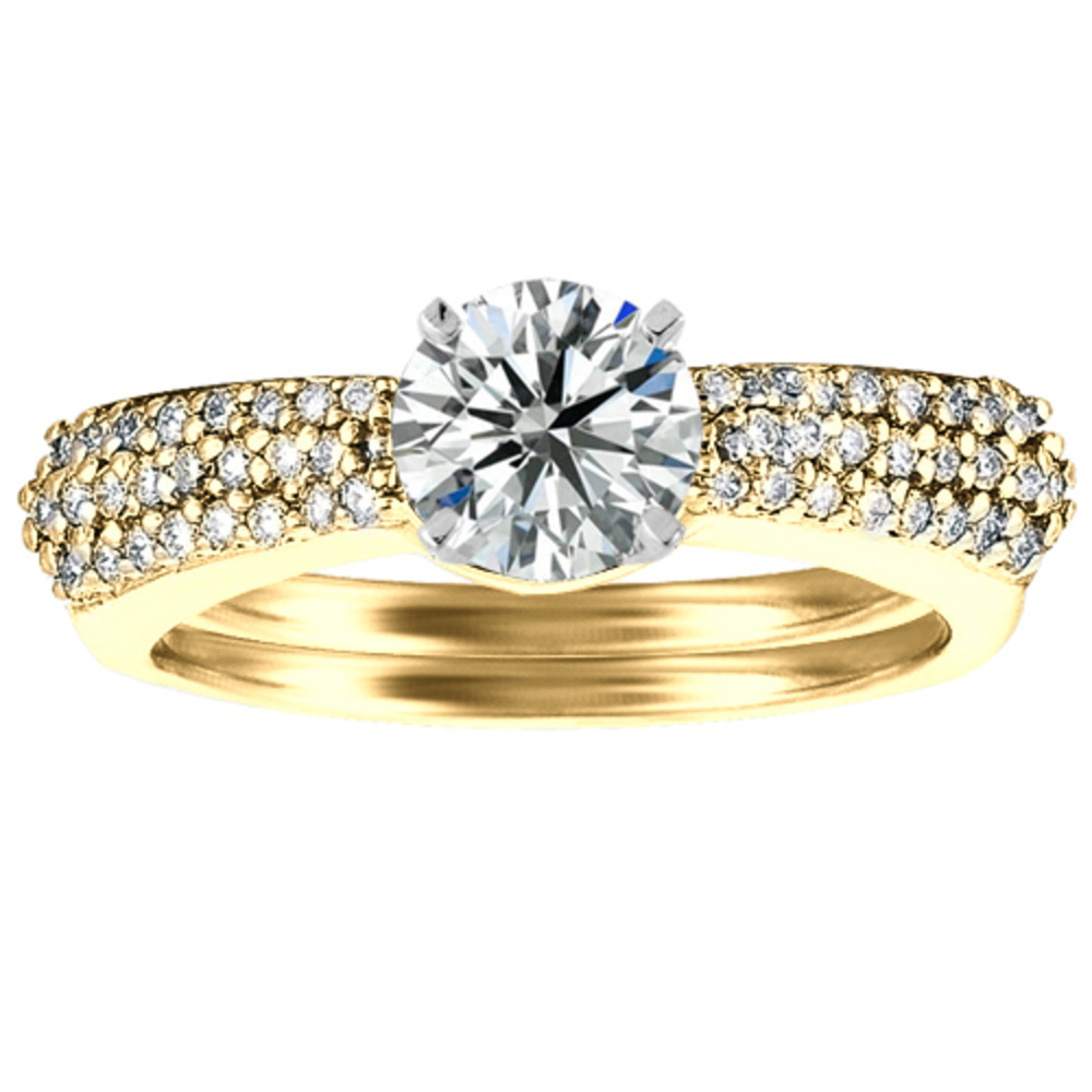 TwoBirch Three Row Anniversary Solitaire Ring Wrap  in Yellow Silver with Diamonds (G-H,I2-I3) (0.29 CT)