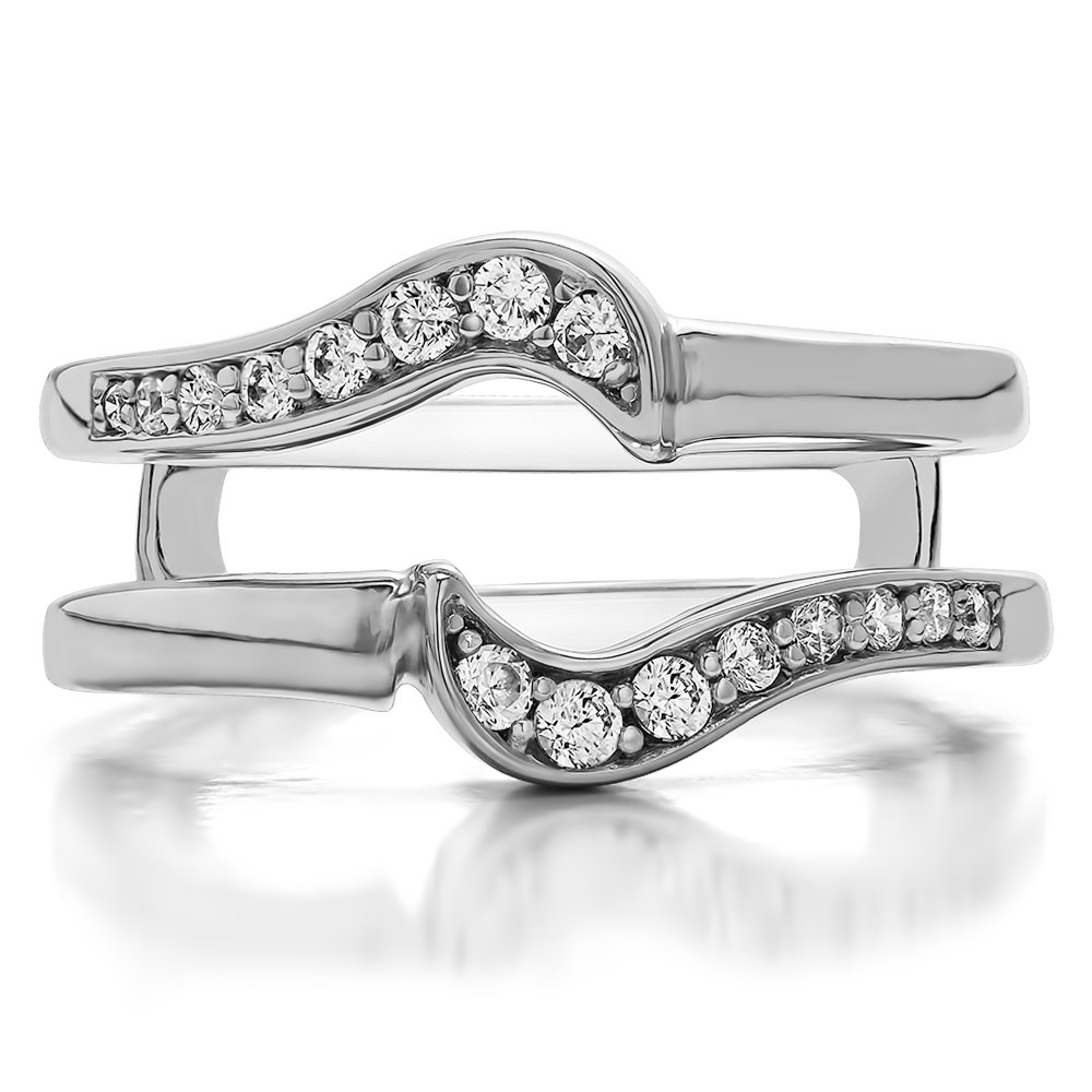 TwoBirch Small Knott Ring Guard Enhancer in 10k White Gold with Diamonds (G-H,I2-I3) (0.24 CT)