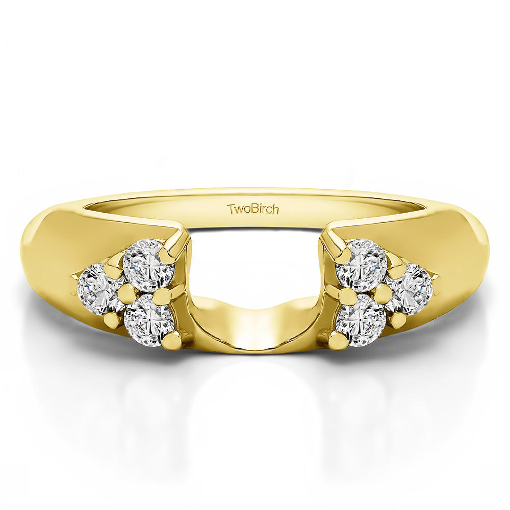 TwoBirch Three Stone Anniversary Ring Wrap in Yellow Silver with Diamonds (G-H,I2-I3) (0.24 CT)