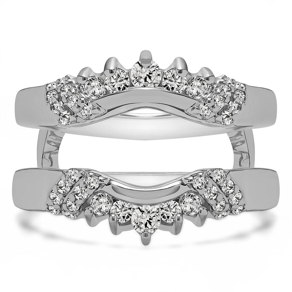TwoBirch Double Shared Prong Ring Guard Enhancer  in 14k White Gold with Diamonds (G-H,I2-I3) (0.51 CT)